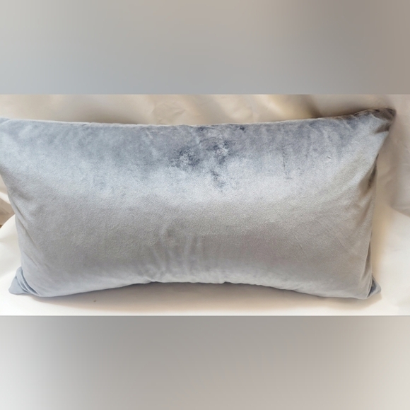 Elite Home Gray Ribbed Velvet Accent Lumbar Pillow 23x12" - Picture 3 of 7